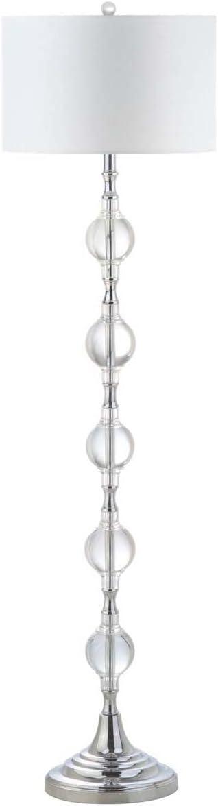 Elegant Lucida 60'' Chrome and Crystal Floor Lamp with Off-White Shade