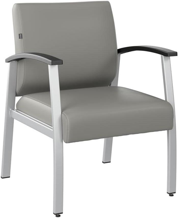 Bush Business Arrive Waiting Room Guest Chair with Arms in Light Gray Vinyl