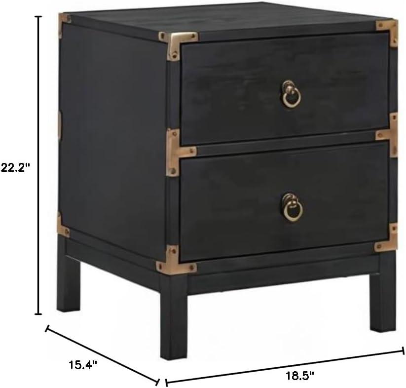 Galio Black and Gold 2-Drawer Nightstand