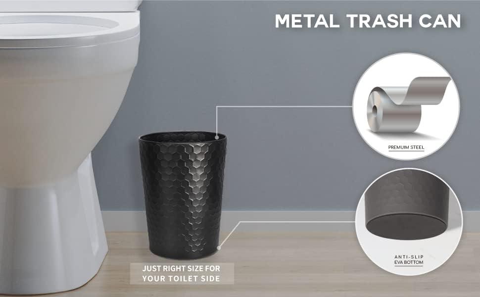 zccz Bathroom Accessory Set - 6 Pcs Black Bathroom Accessories Set with Trash Can, Toothbrush Holder, Toothbrush Cup, Soap Dispenser, Soap Dish, Toilet Brush with Holder - Accessoire Salle de Bain