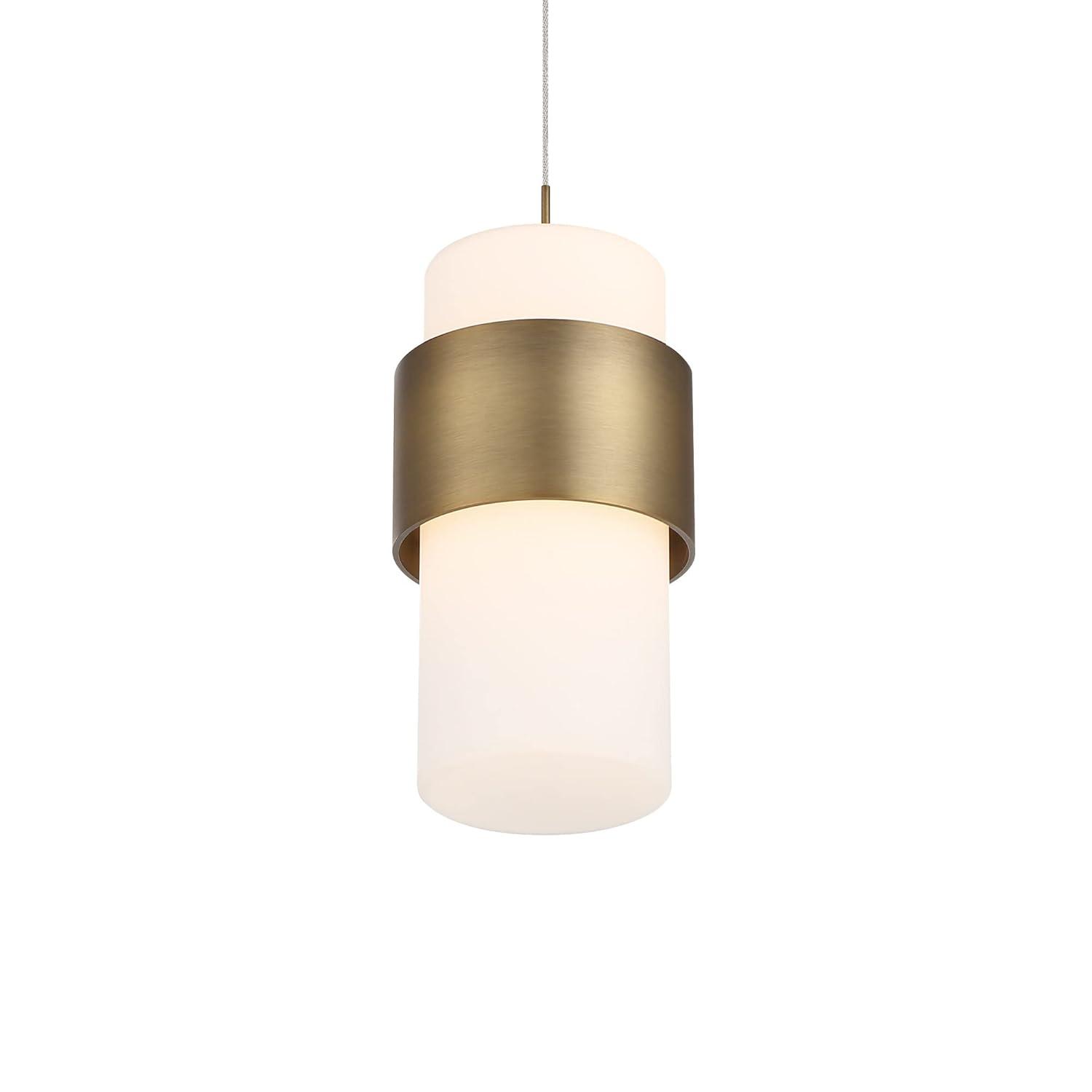 WAC Lighting Banded 9" LED 3000K Mid-Century Aluminum Pendant in Aged Brass