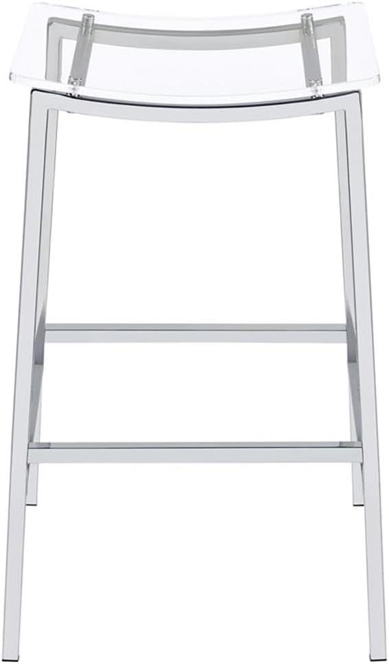 Coaster Set of 2 Jovani Modern Acrylic Backless Bar Stools Clear and Chrome