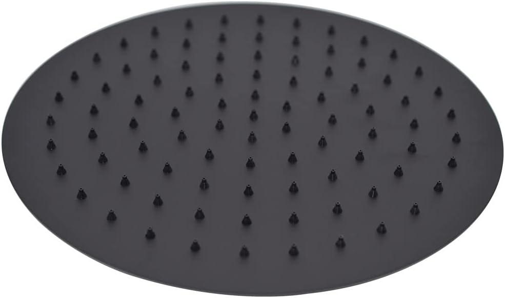 Westbrass COSHR1203-62 12" Round Thin Rainfall Shower Head with 1/2" IPS x 19" IPS Wall Mount 90-Degree Arm and Flange