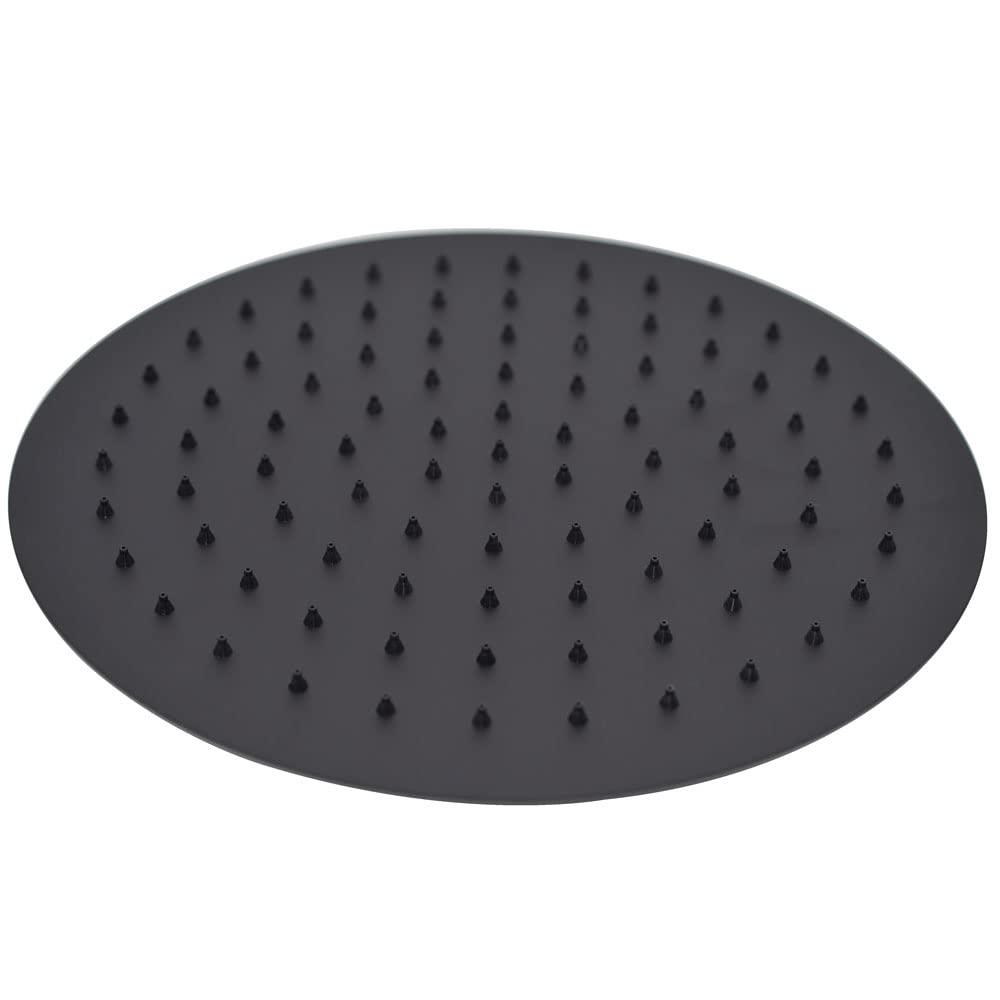 Westbrass COSHR1203-62 12" Round Thin Rainfall Shower Head with 1/2" IPS x 19" IPS Wall Mount 90-Degree Arm and Flange