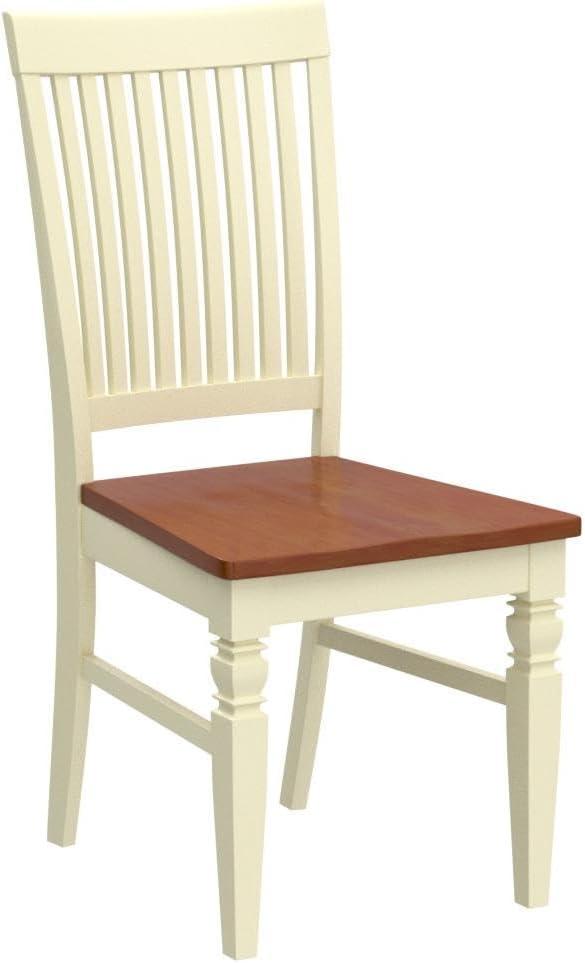 East West Furniture Weston 10" Wood Dining Chair in Cream/Cherry (Set of 2)