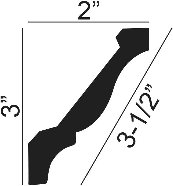 WM 49 3 in x 2 in x 96 in Plain Recycled Polystyrene Crown Moulding Pro Pack 48 LF
