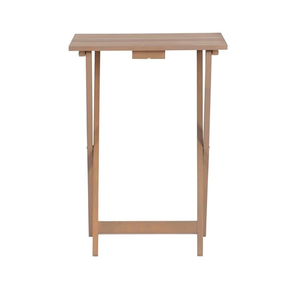 Riverbay Furniture 5-Piece Transitional Wood Tray Table Set in Gray