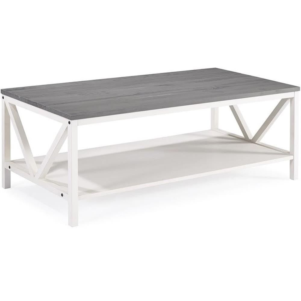 19" 1 Drawer Wood Side Table - Reclaimed Barnwood / White Wash