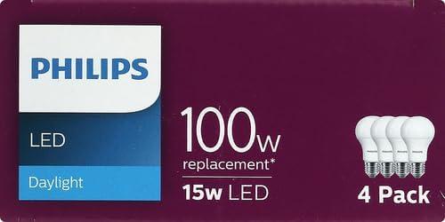 Philips 13.5W Frosted Daylight A19 LED Light Bulb 4-Pack