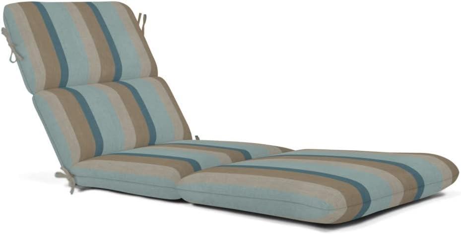 Casual Cushion Stripe Sunbrella® Fabric 1-Piece Outdoor Chaise Cushion, 22.5"W x 74"L, Gateway Mist