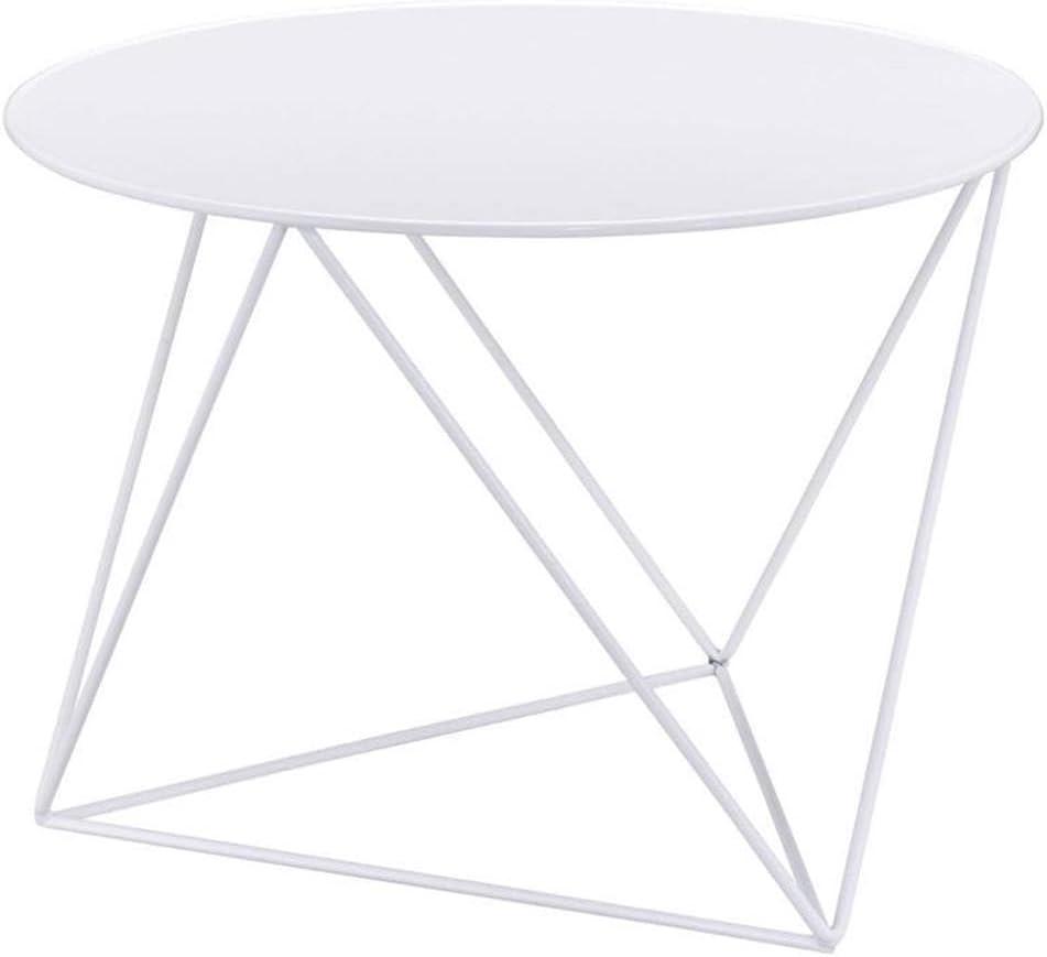 Acme Furniture Epidia Accent Table White: Round Metal Side Table, Powder-Coated Finish, 17" Height