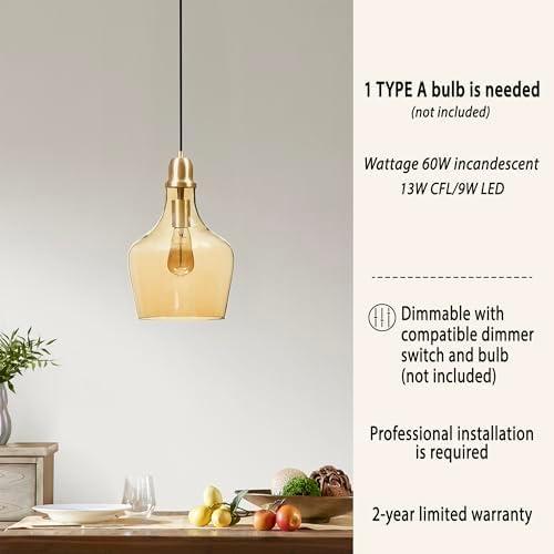 Auburn 1 Gold/Amber Pendant Light
