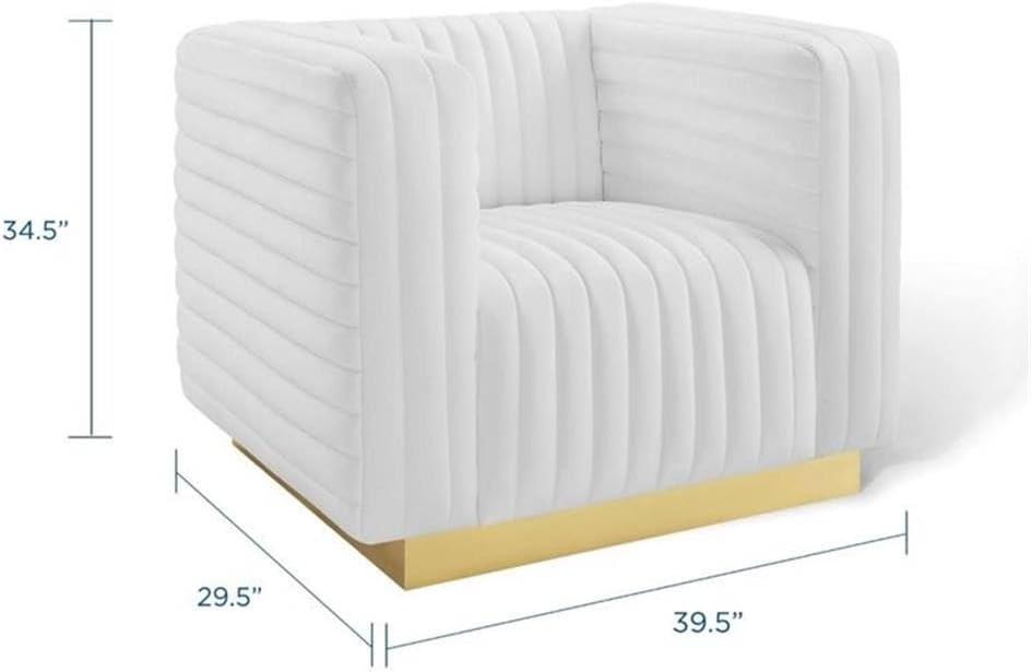 Modway Charisma Channel Tufted Performance Velvet Accent Armchair in White