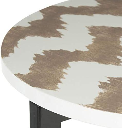 SAFAVIEH Zaira Contemporary Lacquer End Table, Warm Grey/White