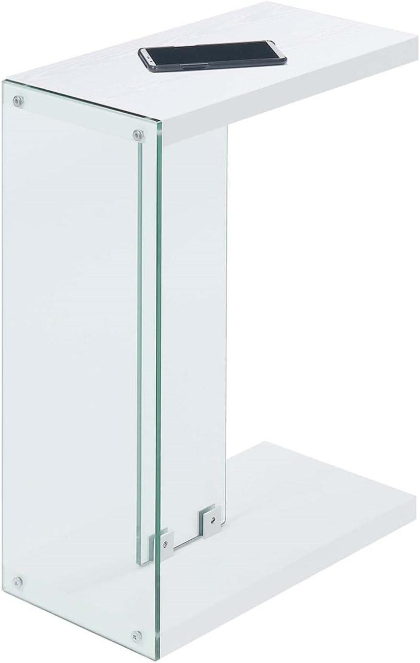 Convenience Concepts SoHo Glass C End Table, White/Glass