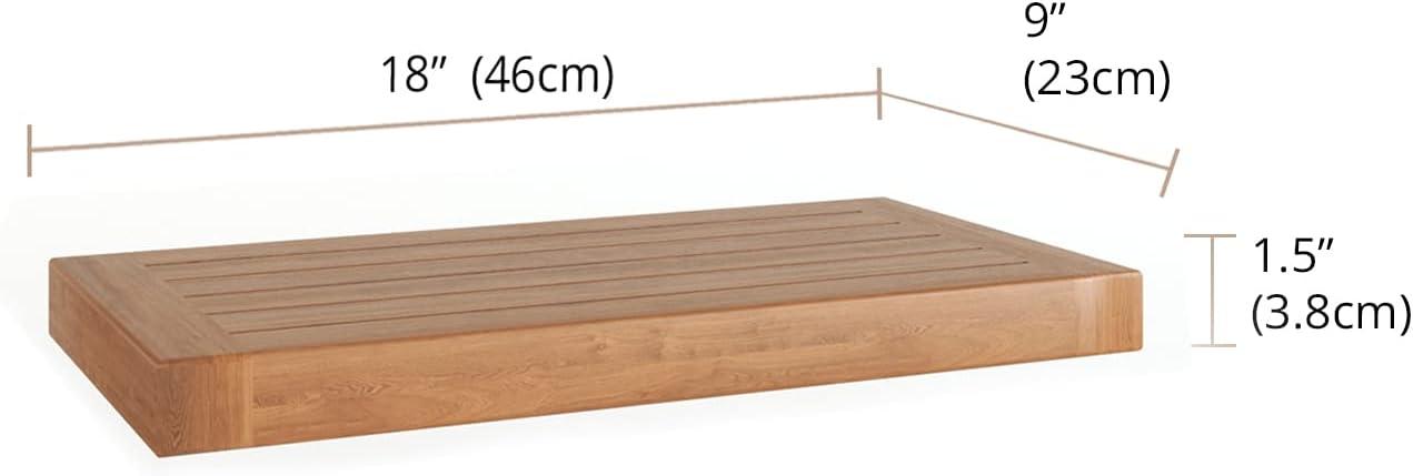 18" Natural Teak Wood Floating Wall Shelf