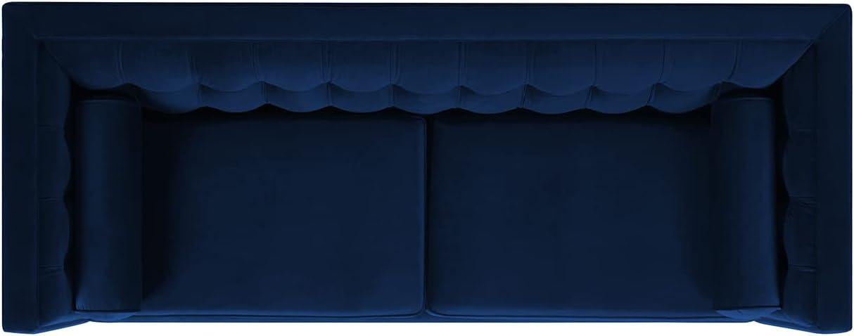 Elegant Navy Blue Velvet Chesterfield Sofa with Tufted Accents