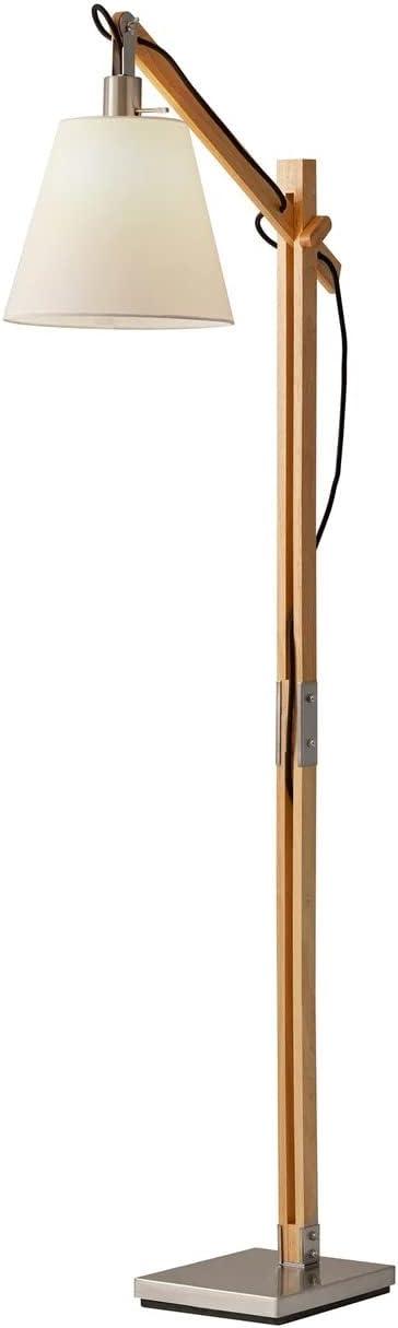 53" x 61" 3-way Walden Floor Lamp Camel - Adesso: Adjustable Wooden Arm, Industrial Style, ETL Listed