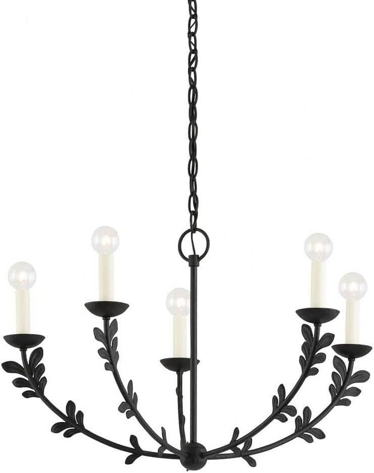 Florian Black Iron 5-Light Candle Chandelier