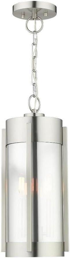 Brushed Nickel and Smoked Glass Outdoor Pendant Lantern