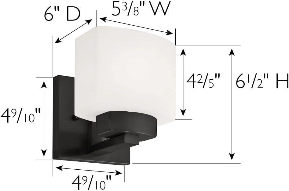 Design House Dove Creek Dimmable Wall Light Sconce with Frosted Glass, Matte Black