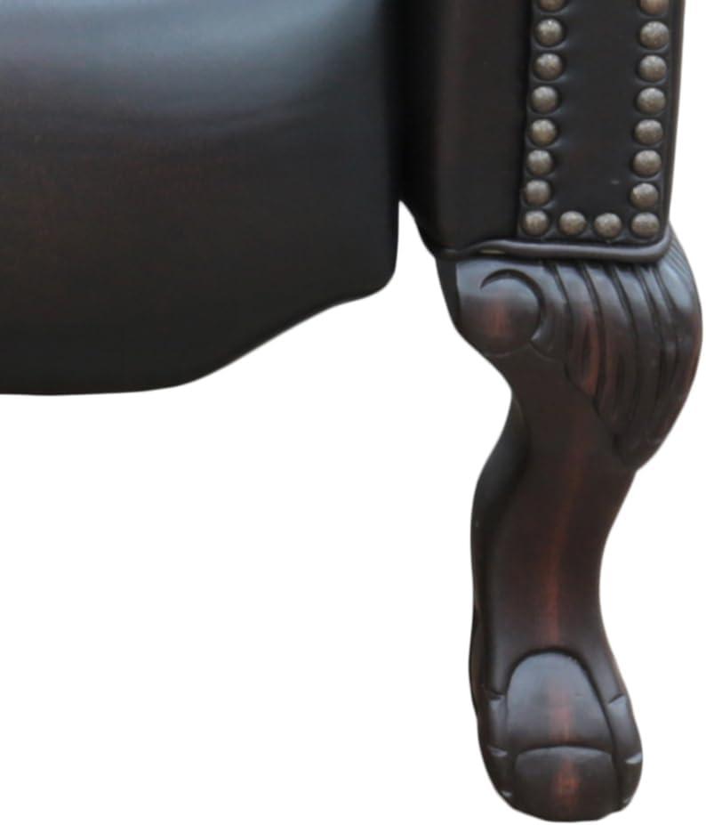 Danbury Handcrafted Brown Leather Recliner with Wood Frame