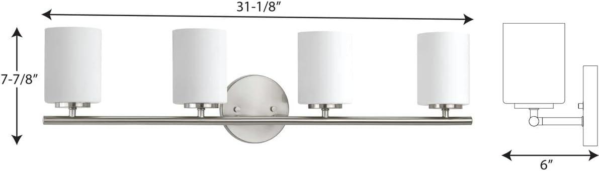 Progress Lighting Replay Collection 4-Light Bath Vanity, Brushed Nickel, Porcelain Shade