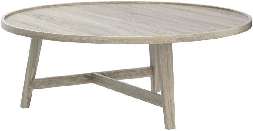 Transitional Light Oak Round Wood Coffee Table - 35"