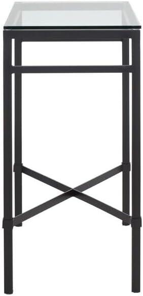 SAFAVIEH Couture Viggo Glam Glass Top Metal Side Table, Black