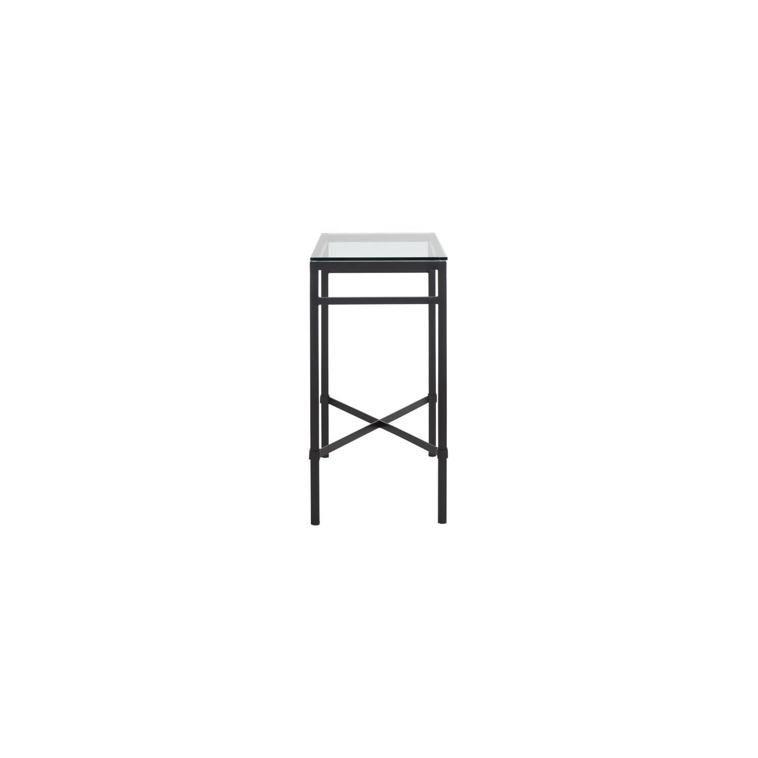 SAFAVIEH Couture Viggo Glam Glass Top Metal Side Table, Black