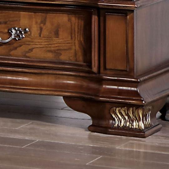 Florence Brown Cherry 3-Drawer Nightstand with Genuine Marble Top