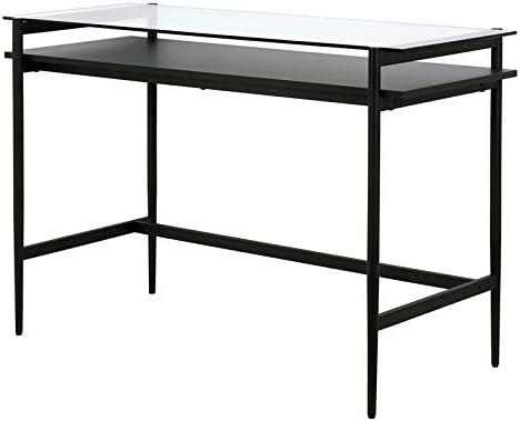 46" Black Bronze Desk with Black Woodgrain Shelf - Henn&Hart