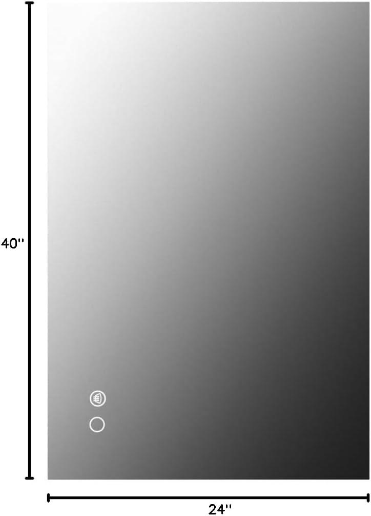Keonjinn 40"x28" LED Backlit Mirror with Anti-Fog Dimmable Modern Rectangular Makeup Wall Mirror with Light, CRI90 Waterproof for Bathroom(Horizontal/Vertical)