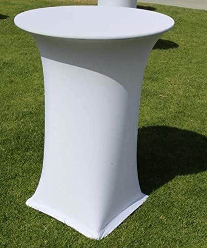 30 x 42 White Stretch Spandex Highboy Cocktail Cover -by Banquet Tables Pro