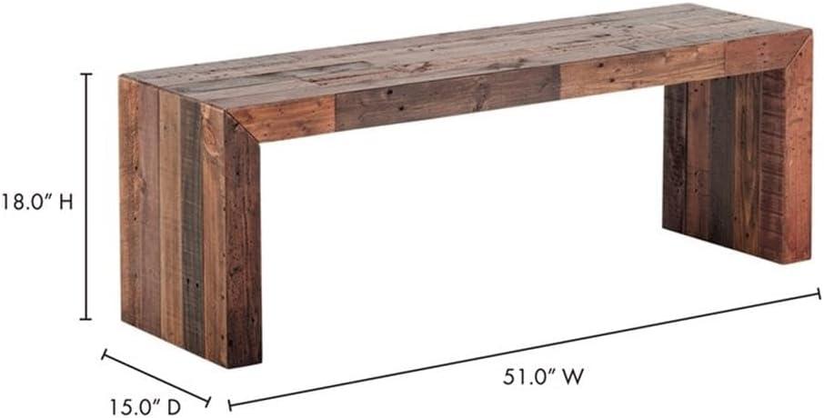 Templin Light Brown Recycled Pine Rustic Bench