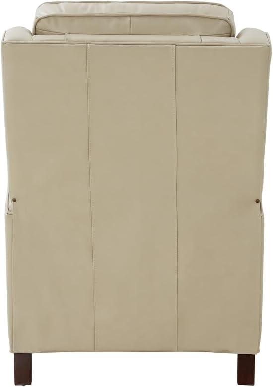 Nixon Cream Leather Recliner with Mahogany Wood Legs