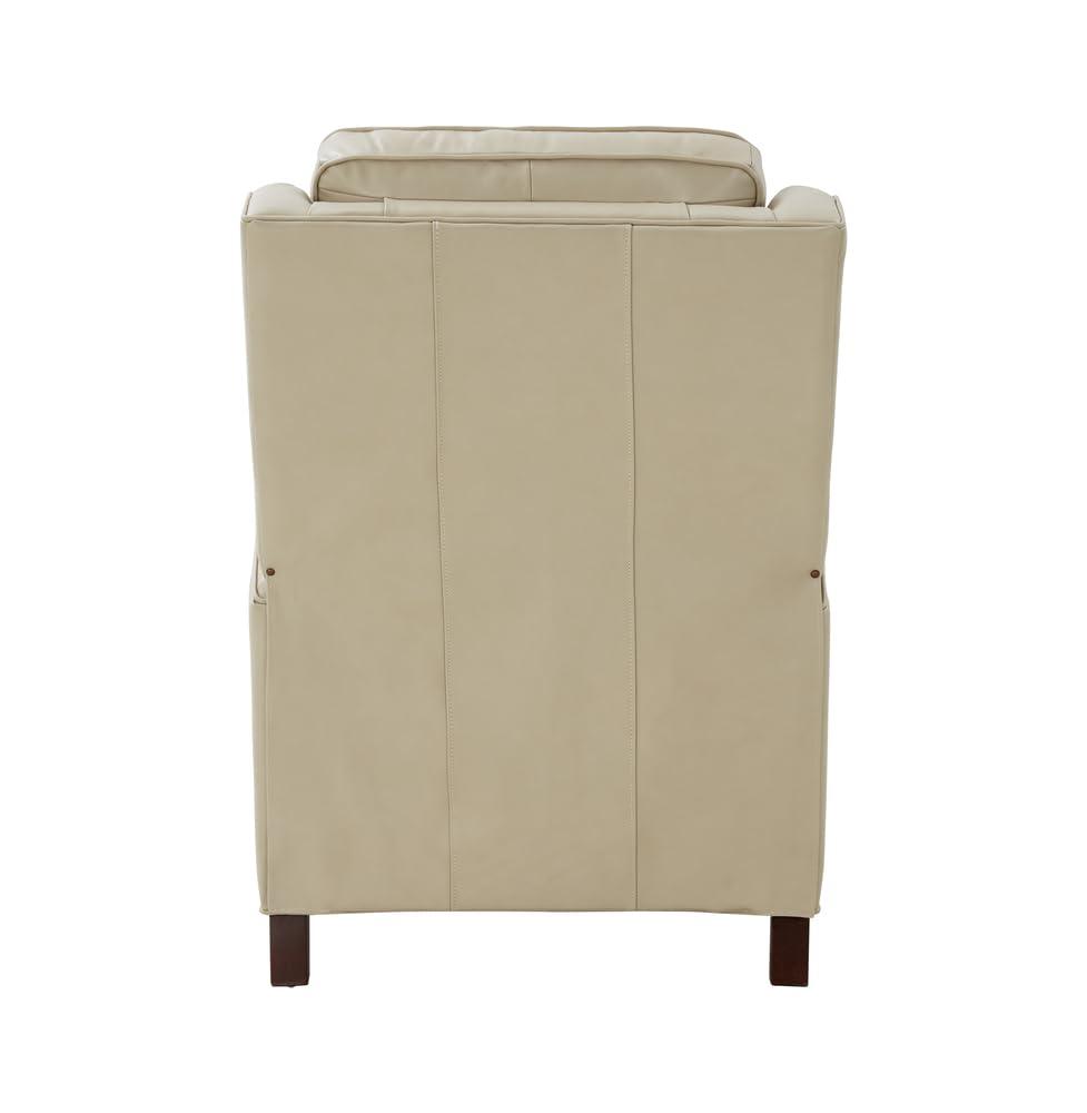 Nixon Cream Leather Recliner with Mahogany Wood Legs