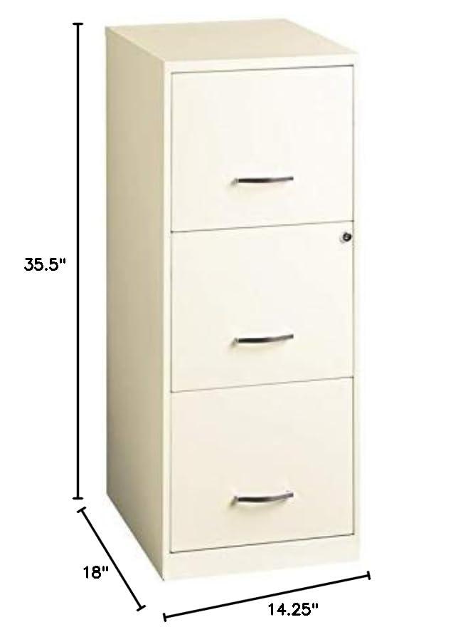 Pearl White 3-Drawer Lockable Vertical File Cabinet