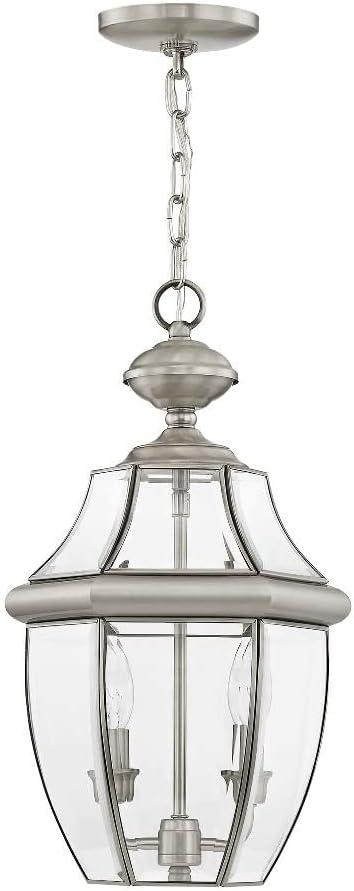 Monterey Polished Brass 2-Light Outdoor Pendant with Clear Beveled Glass