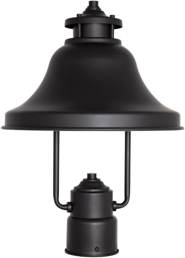 Bayport Black Steel Outdoor Post Lantern with Bell Shade