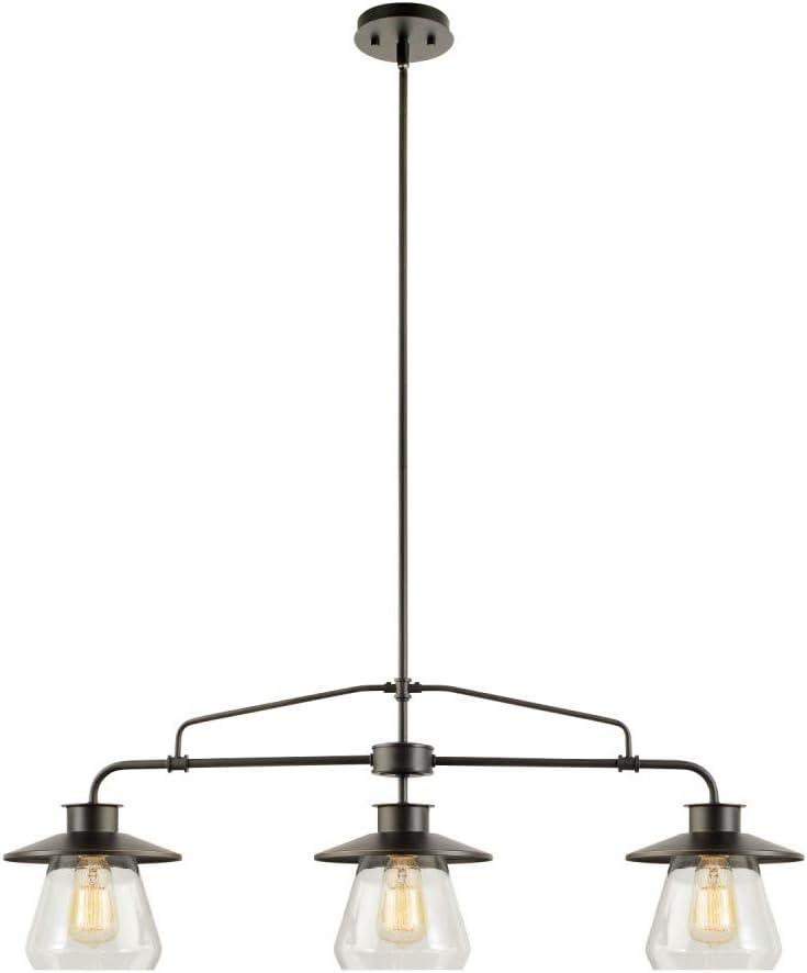 Globe Electric Oil Rubbed Bronze Vintage Pendant, 3-Lights, with Clear Glass Shades, 64845