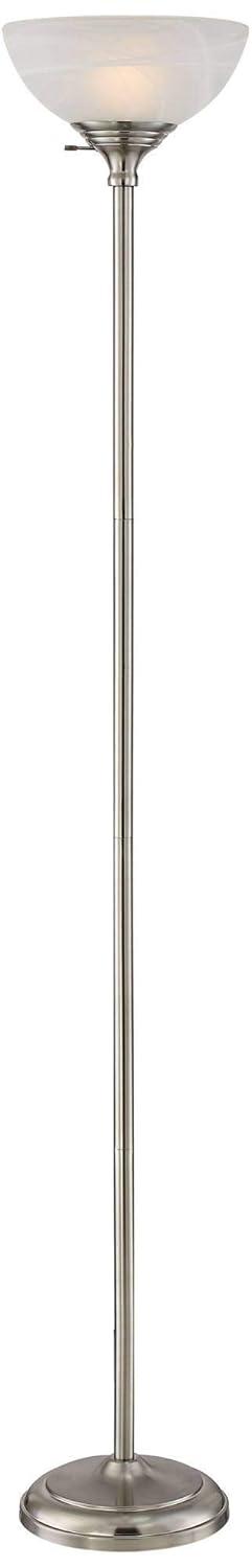 360 Lighting Maddox Modern Torchiere Floor Lamp 71" Tall Satin Nickel Silver Metal Alabaster Glass Shade for Living Room Bedroom Office House Home