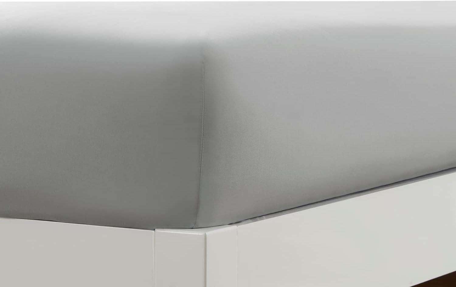 Clara Clark Bed Sheets, Premier 1800 Series 4 Piece Bed Sheet Set, Deep Pocket Luxury Soft Bedding Sheets & Pillowcases, Twin, Light Gray
