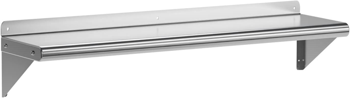 Towallmark Stainless Steel Shelf, NSF Commercial Shelf Wall Mounted, Wall Shelf Floating Shelving for Restaurant, Kitchen, Home, Hotel, 48 x 12 Inches Flat Surface