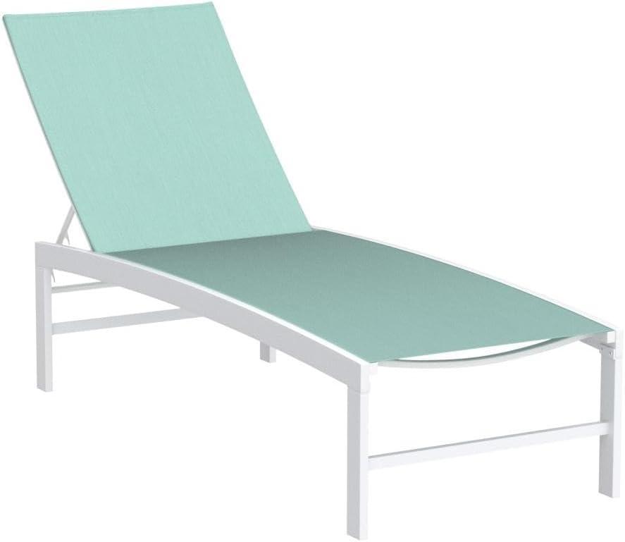 Beige Aluminum Adjustable Outdoor Chaise Lounge with Textilene Fabric