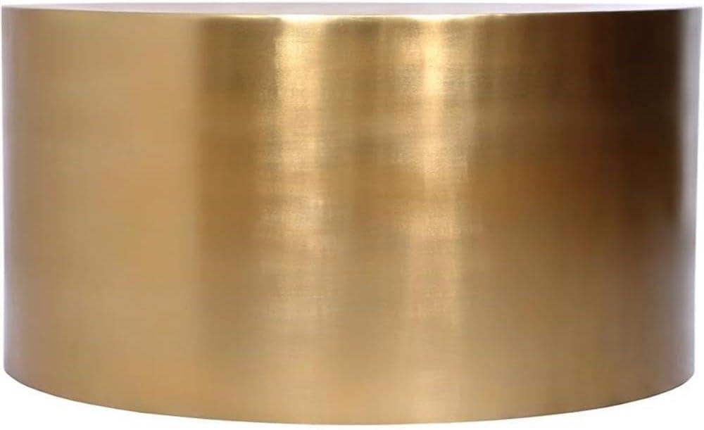 Cylinder Round Brushed Chrome Metal Coffee Table-Meridian Furniture