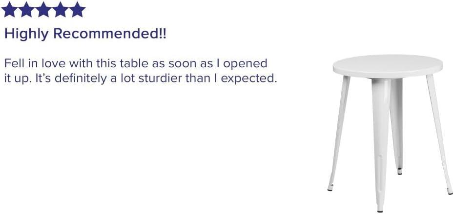 Flash Furniture Commercial Grade 24" Round White Metal Indoor-Outdoor Table