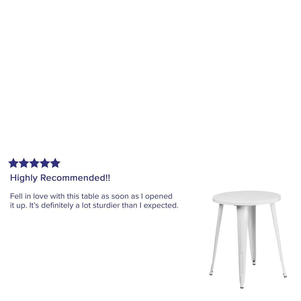 Flash Furniture Commercial Grade 24" Round White Metal Indoor-Outdoor Table