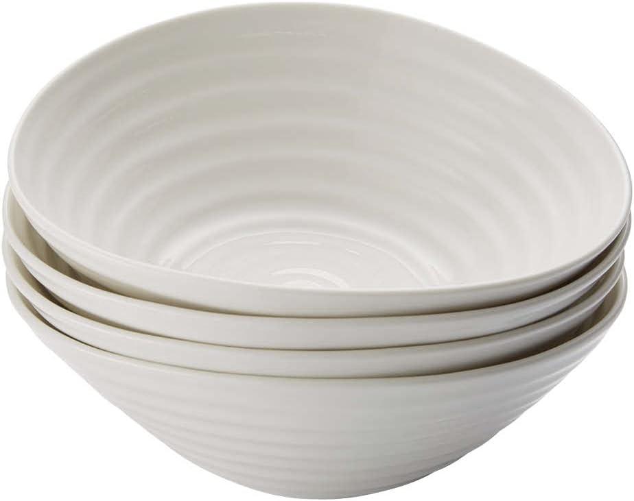 White Ceramic Microwave Safe Cereal and Soup Bowl