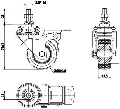 Caster Wheels Set of 4 with Brake Plate Swivel Casters Premium Polyurethane Wheels PU Load Bearing 1,200 Lbs Lockable Anti-wear Smooth Casters Red